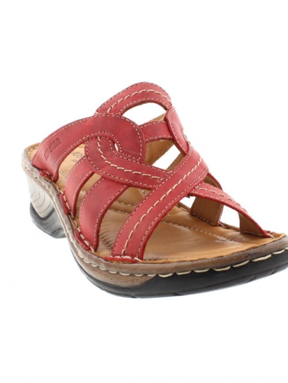 Joseph Seibel Catalonia Women's Coral Leather Slide Sandal Comfort Footbed New
